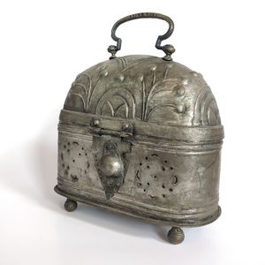 Antique Turkish Metal Hand Hammered Bath House Lidded Soap Box One of a Kind